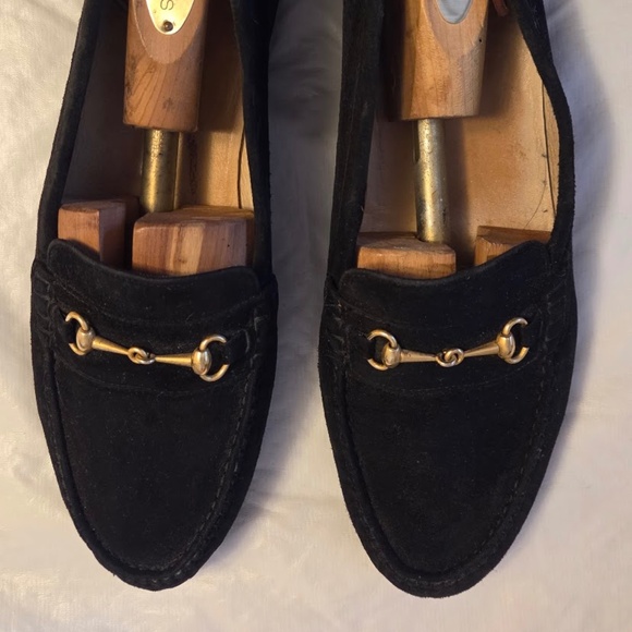 Vintage Bally Men’s Black Suede Loafers w/ Gold Detail from Switzerland size 10 - Picture 2 of 9
